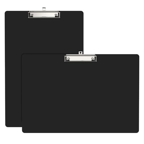 Extra Large 11x17 Clipboards, Landscape and Vertical Layout 2 Pack | Black Plastic Drawing Boards with Low Profile Clip. Suitable for Watercolor, Sketching, Painting. Art & Drafting Supply - color: Black