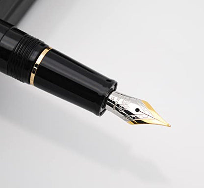 JINHAO 82 Fountain Pen with Gold Clip (F Nib 0.5mm, Black) - color: Black