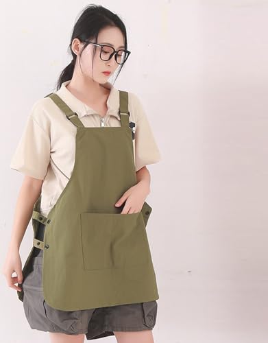 NEWGEM Waterproof Apron with Pockets for Women Cooking Painting Baking Gardening - color: 3 Pockets Green