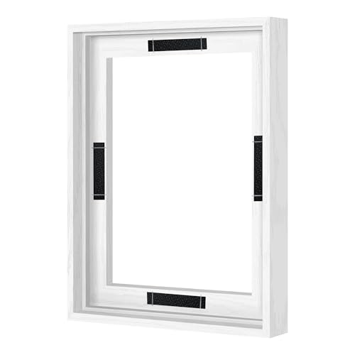 Abtgt 8x10 Canvas Floating Frame with 0.9" Deep, White Floater Frame for Canvas Paintings with Adhesive, Vertical or Horizontal Wall Art frame for Prints Oil Painting Diamond Decor, 1 Pack. - color: White, size: 8x10