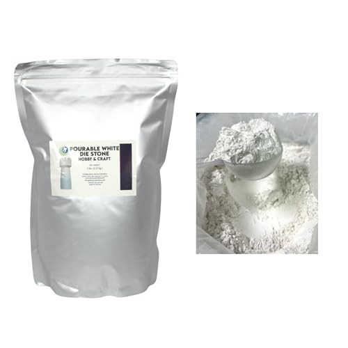 Casting Stone Powder - White Pourable Stone - Ideal for Molding, Sculpting, Pottery, Magnets, Fine Art, and Crafts - 5 lbs - Includes Scoop - No Vibration Needed - Bubble Free - Mix & Pour - Plaster