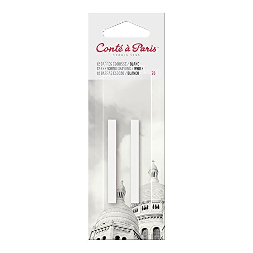 Conté à Paris Sketching Carré Crayons, 2 Pack, White 2B - style: White 2B