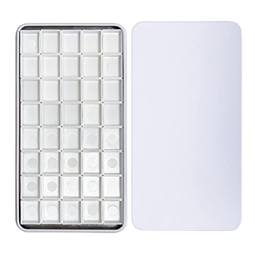 FCLUB Magnetic Watercolor Palette Case with 40 Empty Half Pans and Magnets | Paint Storage Container, with 40pcs Plastic 2ml Pans, 3m Magnetic Tape, DIY Magnetic Metal Palettes, Travel Painting Box - color: White, size: Pack of 40 Half Pans