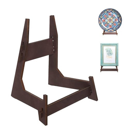 8 Inch Wooden Plate Holder Display Stands - Frame Holder for Book, Picture, Plaque, Decorative Plate, Photo and Platter, Tabletop Art (2 Pack)