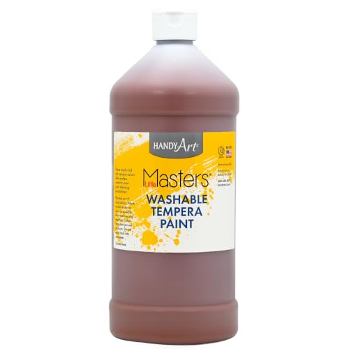 Handy Art Little Masters Washable Tempera Paint, Brown, 32 oz Bottle | Bright & Mixable, High Opacity, Washable Colors for Classroom, Students, Kids, Young Artists, Safe & Non-Toxic, Made in USA - color: Brown, size: 32 Fl Oz (Pack of 1)