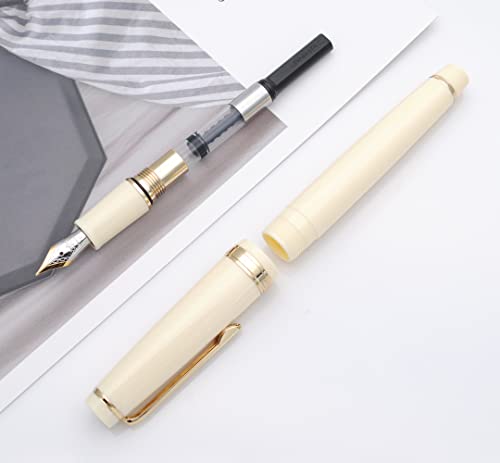 JINHAO 82 Fountain Pen with Gold Clip (F Nib 0.5mm, Ivory White) - color: Ivory White