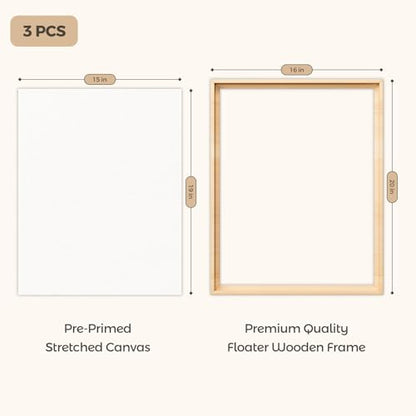 3pk Blank Framed Canvas Wall Art - Premium White Canvas for DIY Art and Custom Painting-Christmas Wall Deco(16 * 20-3) - size: 16*20-3