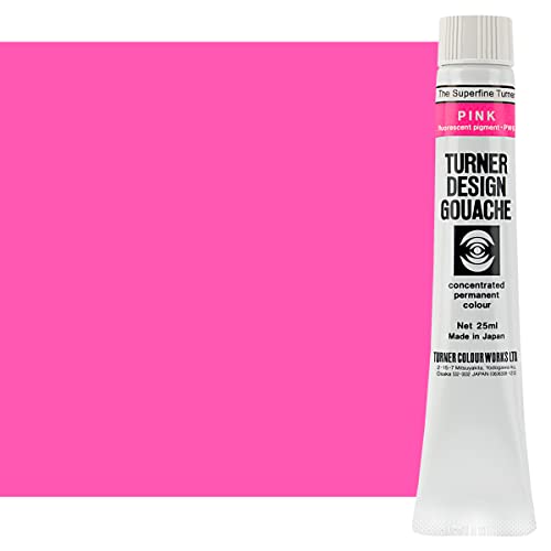 Turner Colour Works Design Gouache Concentrated Permanent Color - 25ml Tube, Pink - Watercolor Paint, Made in Japan, Opaque Layering Abilities