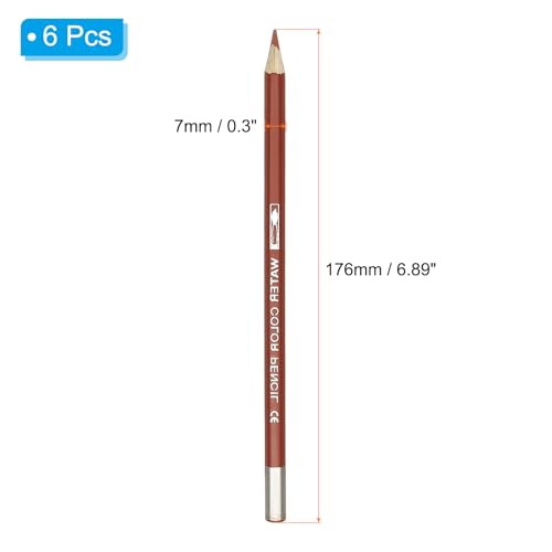 PATIKIL Watercolor Pencil, 6Pcs Water Soluble Pencils for Blending, Coloring, Sketch Drawing, Painting, Bright Brown - color: Bright Brown
