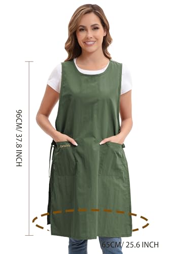 Nanxson Waterproof Apron with Pockets Plus Size Chef Apron | Side tie design,Split-piece apron,for Cooking Kitchen Baking Painting Grilling, - color: Green
