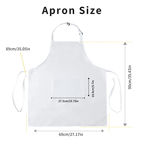 Tosewever 2 Pack Adjustable Bib Apron, Waterdrop Resistant Aprons with 2 Pockets Cooking Kitchen Restaurant Aprons for Women Men Chef, BBQ Drawing Crafting Outdoors (Polyester-White, 2) - color: Polyester-white
