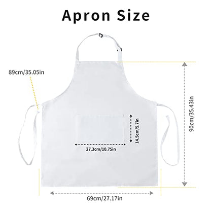 Tosewever 2 Pack Adjustable Bib Apron, Waterdrop Resistant Aprons with 2 Pockets Cooking Kitchen Restaurant Aprons for Women Men Chef, BBQ Drawing Crafting Outdoors (Polyester-White, 2) - color: Polyester-white