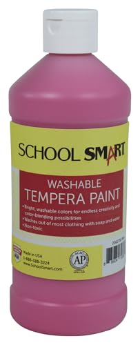 School Smart Washable Tempera Paint, Pink, 1 Pint Bottle - color: Pink