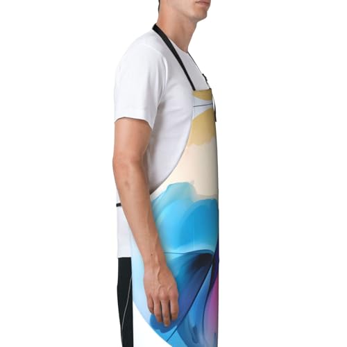 Round watercolor painting Heavy Duty Waterproof Apron with Pockets for AdultsResistant Grilling, Gardening, Painting - color: Round Watercolor Painting