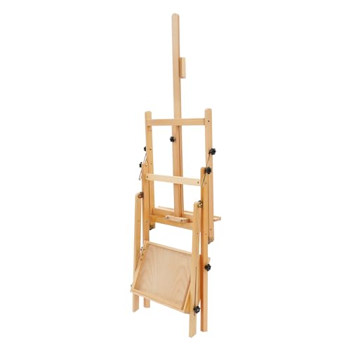 Wooden Artist Easel Stand,Movable Large Heavy Duty H-Frame Studio Easel with Universal Wheels,59”-72”Adjustable Height Painting Easel Rack for Homes Drawing Rooms Art Studios