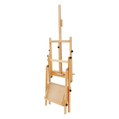 Wooden Artist Easel Stand,Movable Large Heavy Duty H-Frame Studio Easel with Universal Wheels,59”-72”Adjustable Height Painting Easel Rack for Homes Drawing Rooms Art Studios