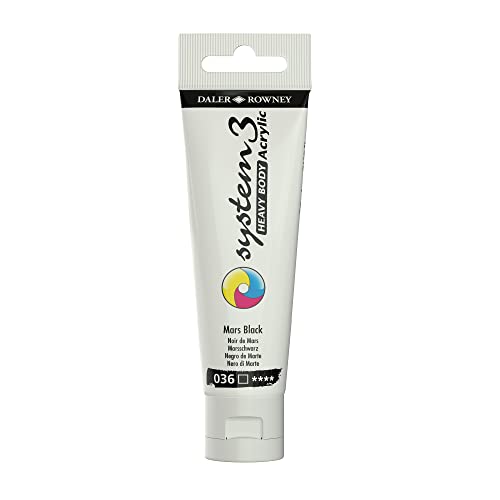 Daler Rowney System3 Mars Black Heavy Body Acrylic Paint 59ml - Art Paint for Artists and Students - Artist Paint for Canvas Murals and More - Thick Acrylic Paint for All Skill Sets