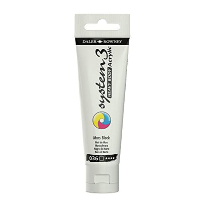 Daler Rowney System3 Mars Black Heavy Body Acrylic Paint 59ml - Art Paint for Artists and Students - Artist Paint for Canvas Murals and More - Thick Acrylic Paint for All Skill Sets