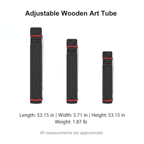 Adjustable Wooden Art Tube, Telescoping Poster and Blueprint Storage Case, Rigid Black Cylinder for Rolled Documents (1 PC) - size: 53.15 x 5.71 x 53.15 in