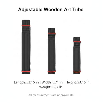 Adjustable Wooden Art Tube, Telescoping Poster and Blueprint Storage Case, Rigid Black Cylinder for Rolled Documents (1 PC) - size: 53.15 x 5.71 x 53.15 in
