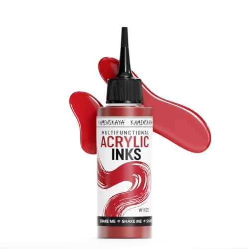 KAMENSKAYA Acrylic Inks for Artists - Cool Red Acrylic Ink, 3.38 Fl Oz (100 ml) - color: Cool Red