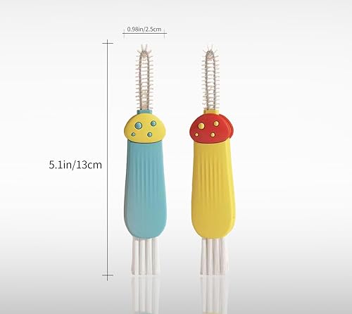 3 Pcs 3 in 1 Cup Lid Gap Cleaning Brush Multifunctional Bottle Cleaning Brush for Water Bottle Cup Lid Gap for Gaps of Various Containers - color: Yellow Blue(mushroom)