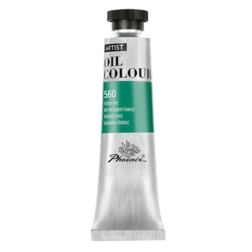 PHOENIX Viridian Hue Oil Paint - 40ml / 1.35 Fl oz. Single Tube - Artist Quality Oil Based Paint for Professionals - color: Viridian Hue