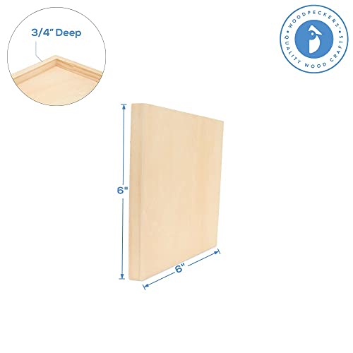 Small Square Wood Canvas 6 x 6 x 3/4-inch, Pack of 4 Unfinished Wood Frames, Blank Wooden Signs for Crafts & Home Decor, by Woodpeckers - size: 6 x 6