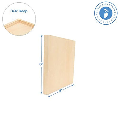 Small Square Wood Canvas 6 x 6 x 3/4-inch, Pack of 4 Unfinished Wood Frames, Blank Wooden Signs for Crafts & Home Decor, by Woodpeckers - size: 6 x 6