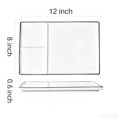 Large Ceramic Watercolor Paint Mixing Palette Butcher Tray – Non-Stick, Easy Clean, Perfect for Artists & Hobbyists,3 Wells.12 inch