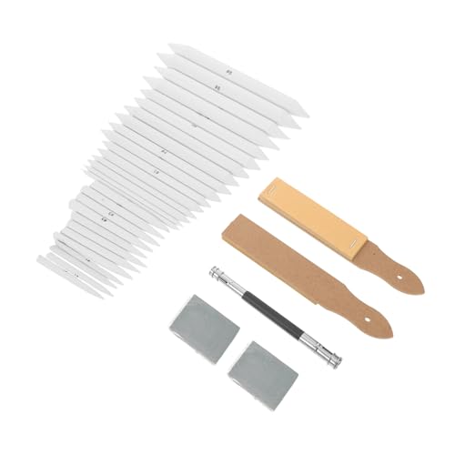 Mobestech 33pcs Blending Stump and Tortillions Sketching Blending Tools Set with Sandpaper Block Pencil Extender and Kneaded Erasers for Artist Drawing and Paper Art