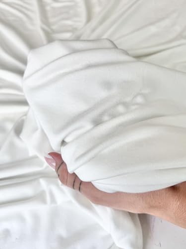 Cotton Jersey Spandex Fabric - Soft - Breathable - All Way Stretch Fabric - Medium Weight - Perfect Choice for Baby Grow, Tshirts, and Cotton Jersey Sheets - 58 Inches Wide - 1 Yard (White) - color: White