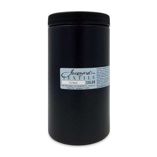Jacquard Textile Color Black - Permanent Fabric Paint for Clothes, Furniture Upholstery, Shoes or Tote Bags – Indoor & Outdoor Fabric Paint – 32 Oz Jar, Upholstery Fabric Paint - color: Black, size: 32 Fl Oz (Pack of 1)