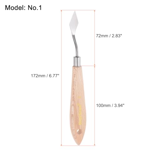 HARFINGTON 2pcs No.1 Painting Palette Knives Stainless Steel Pointy Spatula Pallet Knife with Beech Wood Handle for Oil Acrylic Paint Canvas Mixing Spreading