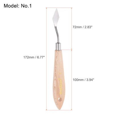 HARFINGTON 2pcs No.1 Painting Palette Knives Stainless Steel Pointy Spatula Pallet Knife with Beech Wood Handle for Oil Acrylic Paint Canvas Mixing Spreading