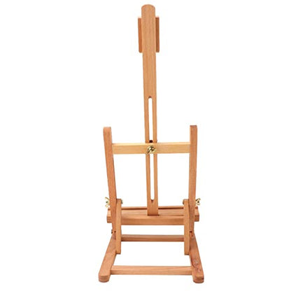 SUNGOOYUE Tabletop Wooden Studio Easel Adjustable H Frame Drawing Board in Red Beech with Electroplating Hardware Height and Angle Adjustment for Artists Home