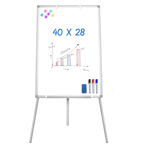 Easel Whiteboard - Magnetic Portable Dry Erase 40 x 28 Tripod Height Adjustable, Flipchart Easel Stand White Board for Office (40x28 White) - style: 40x28 White