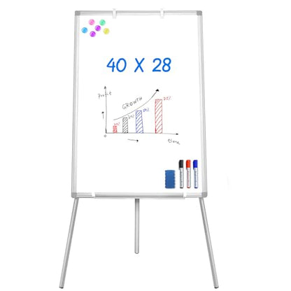 Easel Whiteboard - Magnetic Portable Dry Erase 40 x 28 Tripod Height Adjustable, Flipchart Easel Stand White Board for Office (40x28 White) - style: 40x28 White