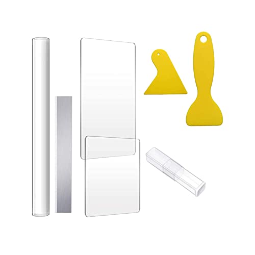 11 Pieces Acrylic Clay Roller Set Clay DIY Tool Rolling Pin Clay Cutter Acrylic Sheet Backing Board Modeling Sculpting Tools Suitable for Home, 7Pcs, 15cmx10cm