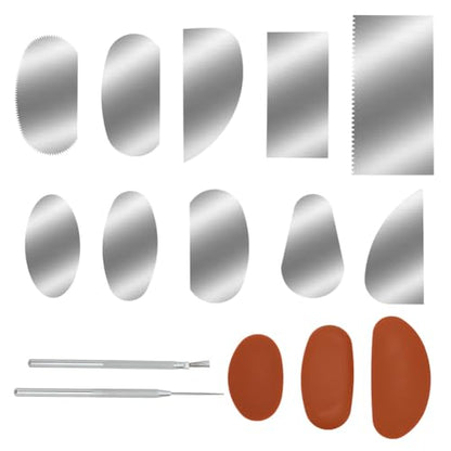 WEBEEDY 15 Pcs Pottery Clay Sculpt Tools Set Professional Sculpting Kit with 3 Silicone Carving Tools, 10 Stainless Steel Scrapers, 1 Needle Tool & 1 Detail Pin for Clay Modeling Trimming