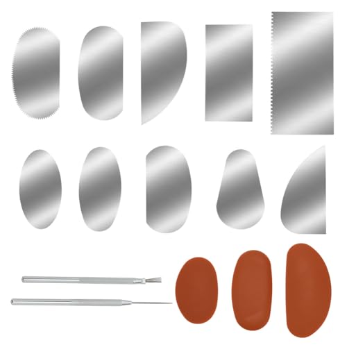 WEBEEDY 15 Pcs Pottery Clay Sculpt Tools Set Professional Sculpting Kit with 3 Silicone Carving Tools, 10 Stainless Steel Scrapers, 1 Needle Tool & 1 Detail Pin for Clay Modeling Trimming