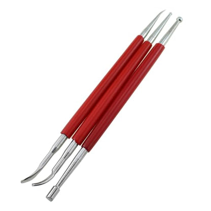 RLECS 3PCS Industrial Leather Engraving Knife Set Length 16.3cm Pressing Rubbing Tool Stainless Steel Sculpting Tool Suitable for Pattern Positioning Line Sketching Clay Modelling