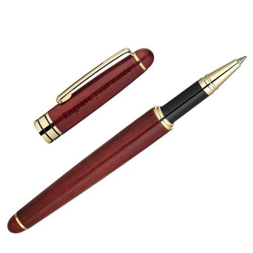 BEILUNER Luxury Personalized Wood Ballpoint Pen Writing Set,Rosewood-Elegant Fancy Nice Gift Pen Set for Signature Executive Business Office Supplies - Christmas Gift Boxed with Extra Refills (Black) - color: ,Redwood(Personalized)