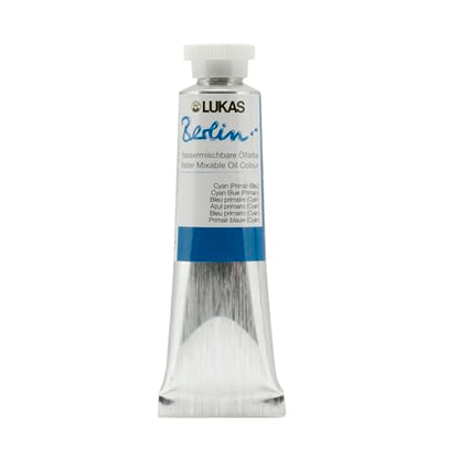 Lukas Berlin Pro Artists Water Mixable Oil Paint 37 ml Tube Primary Blue, Water Soluble, Lightfast Pigments, Quick Drying, Easy Clean-Up, Eco-Friendly, Professional Quality, 40 Color Range - color: Primary Blue, size: 1.25 Fl Oz (Pack of 1)