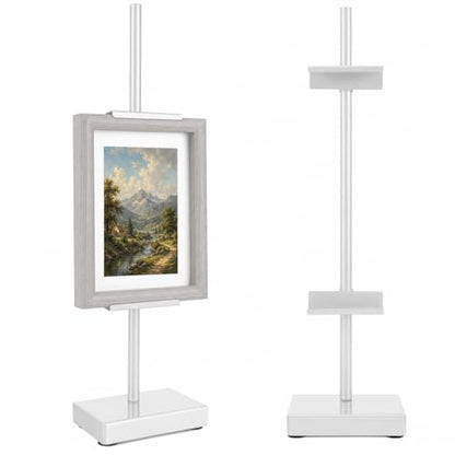 18” Steel Adjustable Tabletop Easel Stand,Picture Frame Holder for Display,Decorative Stands for Photos,Plates,Painting,Artwork,Poster,Books (White, 18 in)