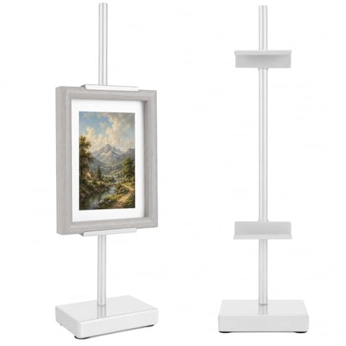 18” Steel Adjustable Tabletop Easel Stand,Picture Frame Holder for Display,Decorative Stands for Photos,Plates,Painting,Artwork,Poster,Books (White, 18 in)