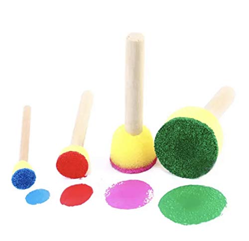 Round Foam Brush 28 Piece Set 0.5''x7 0.75''x7 1''x7 +1.5''x7, Round Sponge Brush for Painting, Soft & Disposable & Washable - size: Assorted 28Pc