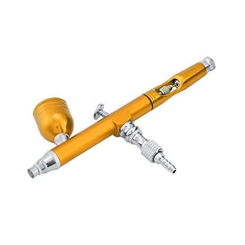 Yosoo Airbrush Kit, Multi-Purpose Feed Dual SpraySet Capacity 0.3MM Spray Kit Tools for Paint Art Tattoo Nail Design(Gold) - color: Gold