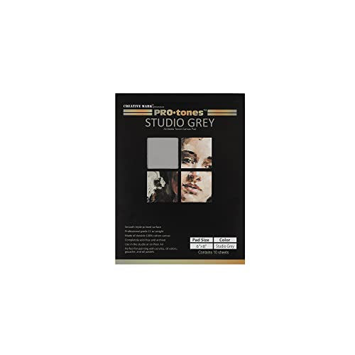 Paramount Pro-Tones All-Media Toned Canvas Pads - Triple-Primed Toned Canvas Pads for Acrylic, Oil, Gouache, & More! - [Studio Grey - 12x16] - color: Studio Grey, size: 12x16"