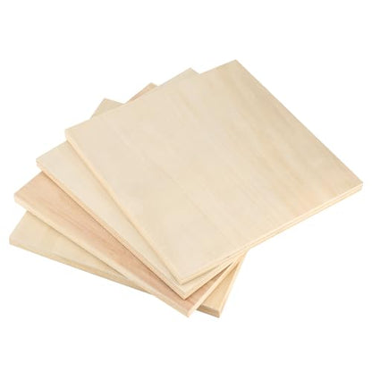 LEXININ 12 Pack 6 x 6 x 1/2 Inch Square Wooden Panels, 15 x 15 x 1.5cm Unfinished Square Wood Canvas Board, Cradled Painting Panel for DIY Art Craft